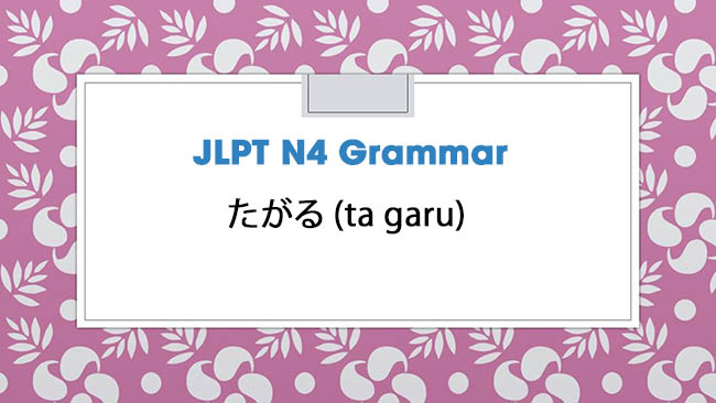JLPT N4 Grammar: たがる (ta garu)