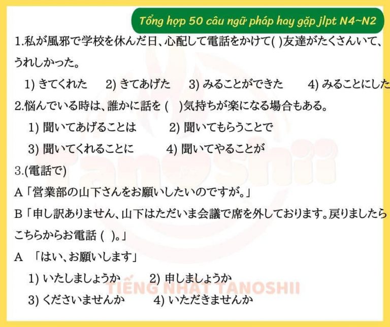 40 JLPT N4 Grammar Questions