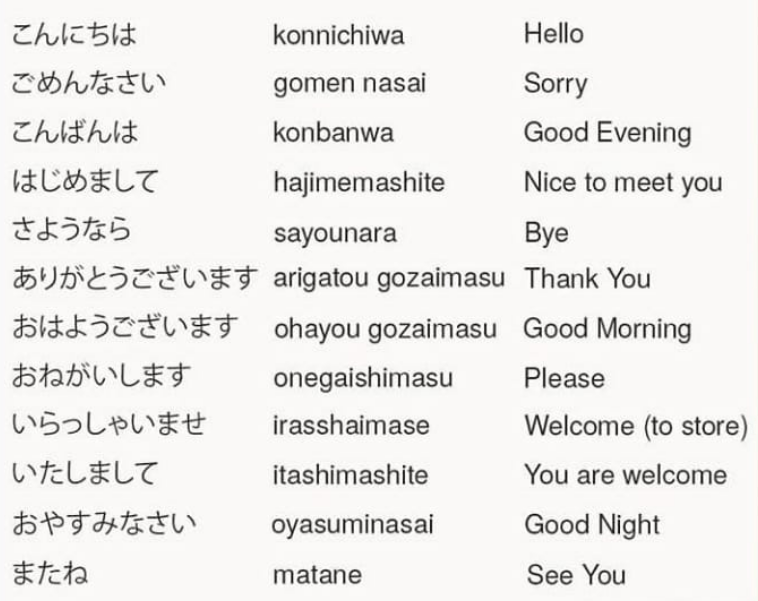 Common Phrases in Japanese